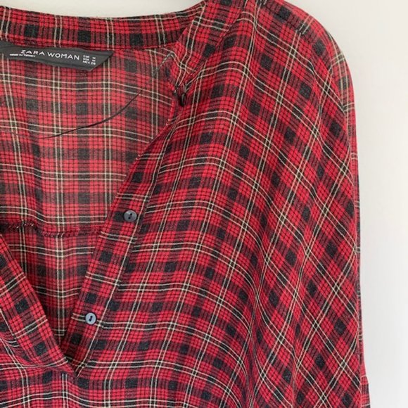 NEW W/O Tags: Red Zara Flannel Top - Picture 2 of 4